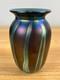 Elaine Hyde Iridescent Blue Green Studio Art Glass Cabinet Vase