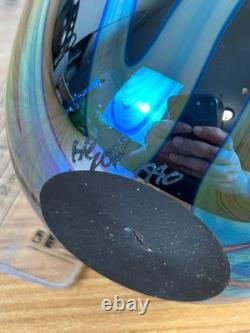 Elaine Hyde Iridescent Blue Green Studio Art Glass Cabinet Vase