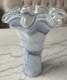 Elegant Blue Italian Murano Art Glass Ruffled Vase Made In Venice Hand Blown