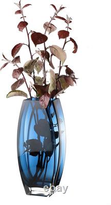 Elegant Blue Teal Glass Vase 10.25 Durable European Design