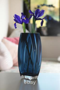 Elegant Blue Teal Glass Vase 10.25 Durable European Design