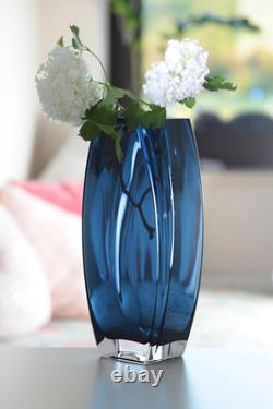 Elegant Blue Teal Glass Vase 10.25 Durable European Design