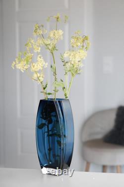 Elegant Blue Teal Glass Vase 10.25 Durable European Design