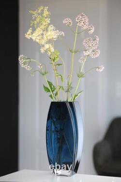 Elegant Blue Teal Glass Vase 10.25 Durable European Design