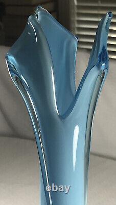 Empoli Glass Vase Italy Cristalleria Fratelli Betti Blue 20 1950-1960 MCM
