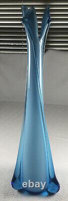 Empoli Glass Vase Italy Cristalleria Fratelli Betti Blue 20 1950-1960 MCM