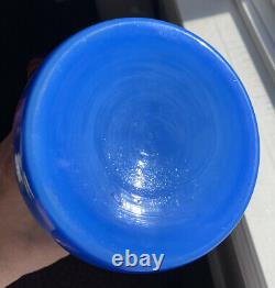 Empoli Italy Blue Art Glass Vase 8.75 Fratelli Betti Twist Handles Murano Blown