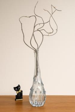 Empoli Italy MCM Hand Blown Swung Pineapple Glass Vase Ice Blue, 19