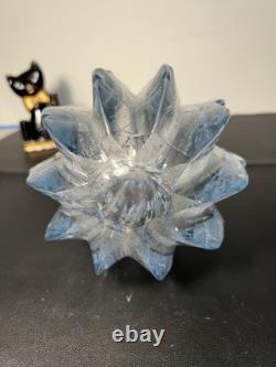 Empoli Italy MCM Hand Blown Swung Pineapple Glass Vase Ice Blue, 19