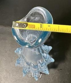 Empoli Italy MCM Hand Blown Swung Pineapple Glass Vase Ice Blue, 19