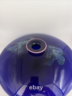Eric Brakken 1988 Signed Macchia Art Glass Vase Cobalt Blue Studio Glass 13