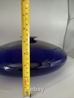 Eric Brakken 1988 Signed Macchia Art Glass Vase Cobalt Blue Studio Glass 13