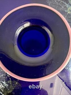 Eric Brakken 1988 Signed Macchia Art Glass Vase Cobalt Blue Studio Glass 13