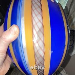 Eros Raffael Signed Art Glass Vase Hand Blown Abstract Blue Orange Decorative