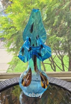 Essie Zareh Jack in the Pulpit Art Glass Vase Transparent Blue with Spots