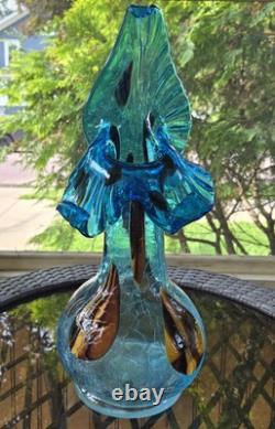 Essie Zareh Jack in the Pulpit Art Glass Vase Transparent Blue with Spots