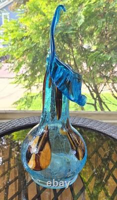 Essie Zareh Jack in the Pulpit Art Glass Vase Transparent Blue with Spots