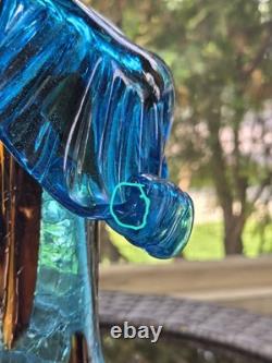 Essie Zareh Jack in the Pulpit Art Glass Vase Transparent Blue with Spots