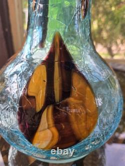 Essie Zareh Jack in the Pulpit Art Glass Vase Transparent Blue with Spots