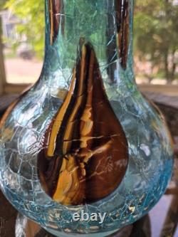 Essie Zareh Jack in the Pulpit Art Glass Vase Transparent Blue with Spots