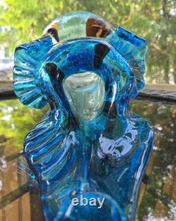 Essie Zareh Jack in the Pulpit Art Glass Vase Transparent Blue with Spots