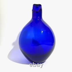 Eva Zeisel Mglass Marinha Grande Blue Medium Vase Art Glass 550 V Collection OOP