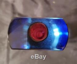 Exbor Czechoslovakia Art Glass Submerged Vase 10 7/8 Blue & Cranberry