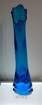 Exceedingly Rare Vtg MCM Viking Blue Bluenique Tundra Swung Flared Vase 20 plus