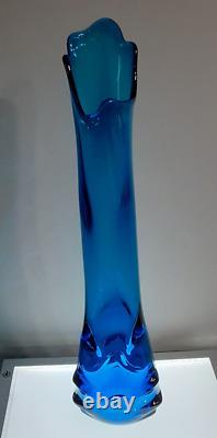 Exceedingly Rare Vtg MCM Viking Blue Bluenique Tundra Swung Flared Vase 20 plus