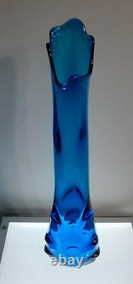 Exceedingly Rare Vtg MCM Viking Blue Bluenique Tundra Swung Flared Vase 20 plus