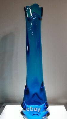 Exceedingly Rare Vtg MCM Viking Blue Bluenique Tundra Swung Flared Vase 20 plus