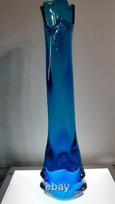 Exceedingly Rare Vtg MCM Viking Blue Bluenique Tundra Swung Flared Vase 20 plus