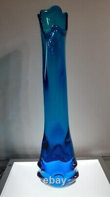 Exceedingly Rare Vtg MCM Viking Blue Bluenique Tundra Swung Flared Vase 20 plus