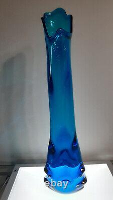 Exceedingly Rare Vtg MCM Viking Blue Bluenique Tundra Swung Flared Vase 20 plus