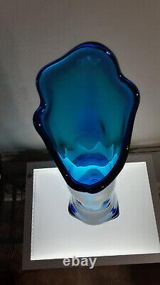 Exceedingly Rare Vtg MCM Viking Blue Bluenique Tundra Swung Flared Vase 20 plus