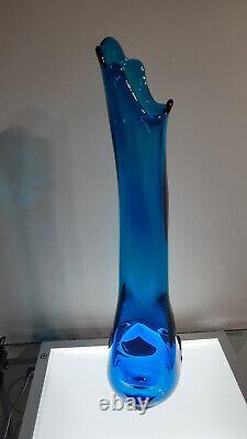 Exceedingly Rare Vtg MCM Viking Blue Bluenique Tundra Swung Flared Vase 20 plus