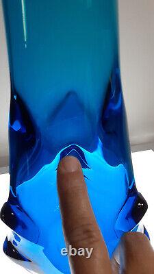 Exceedingly Rare Vtg MCM Viking Blue Bluenique Tundra Swung Flared Vase 20 plus