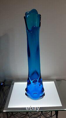 Exceedingly Rare Vtg MCM Viking Blue Bluenique Tundra Swung Flared Vase 20 plus