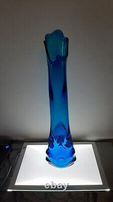 Exceedingly Rare Vtg MCM Viking Blue Bluenique Tundra Swung Flared Vase 20 plus