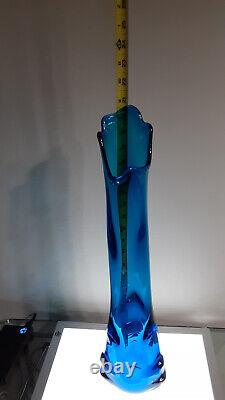 Exceedingly Rare Vtg MCM Viking Blue Bluenique Tundra Swung Flared Vase 20 plus