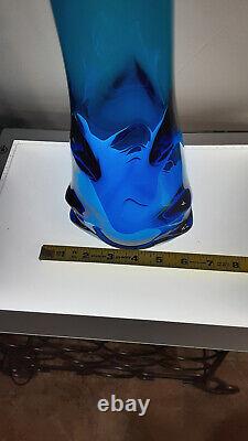 Exceedingly Rare Vtg MCM Viking Blue Bluenique Tundra Swung Flared Vase 20 plus