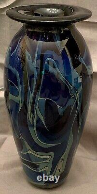 Exceptional Robert Eickholt Vase 2004 Swirls of Blues