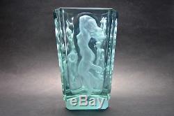 Exquisite Czech Art Deco Alexandrit Glass Vase with Dancing Nudes