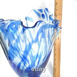 Exquisite Polish Blown Glass Vase Cobalt Flow Blue 13 Inch Tall Statement Piece