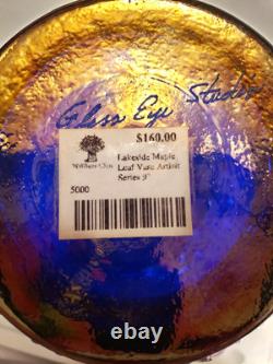 Extremely Rare- Glass Eye Studio Lakeside Blue 5000 Maple Leaf Vase New Extremely Rare- Glass Eye Studio Lakeside Blue 5000 Maple Leaf Vase New