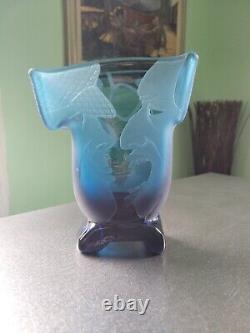 Extremely Rare Vintage Karlin Rushbrooke Double Sided Abstract Blue Vase Signed