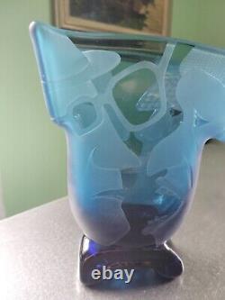 Extremely Rare Vintage Karlin Rushbrooke Double Sided Abstract Blue Vase Signed
