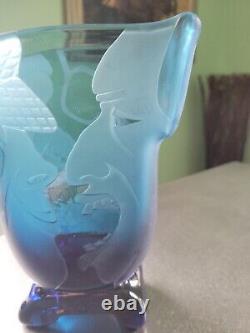 Extremely Rare Vintage Karlin Rushbrooke Double Sided Abstract Blue Vase Signed