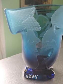 Extremely Rare Vintage Karlin Rushbrooke Double Sided Abstract Blue Vase Signed