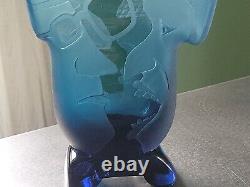 Extremely Rare Vintage Karlin Rushbrooke Double Sided Abstract Blue Vase Signed